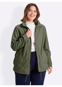 sheego Gro&szlig;e Gr&ouml;&szlig;en Fleecejacke Kordeldurchzug am Saum, gr&uuml;n, Gr&ouml;&szlig;e 46 - Damen