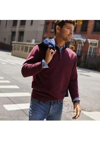 LANDS' END Rei&szlig;verschluss-Pullover aus Bedford-Ripp f&uuml;r Herren, Herren, size: regular, Rot, Baumwolle, by Lands' End