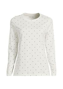 LANDS' END Supima-Shirt, Langarm, Damen, size: regular, Elfenbein, Baumwolle, by Lands' End