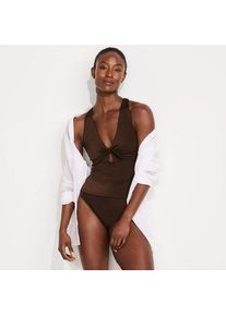 LANDS' END Gl&auml;nzendes Tankini-Set mit Knotendesign f&uuml;r Damen, Damen, size: regular, Braun, Elasthan/Nylon-Mischung, by Lands' End