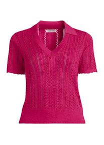 LANDS' END Ajour-Polopullover aus Baumwolle f&uuml;r Damen in Plus-Gr&ouml;&szlig;e, Damen, size: plus, Pink, Baumwolle, by Lands' End