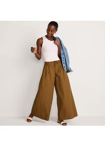 LANDS' END Extraweite Bundfaltenhose aus Baumwoll-Popeline f&uuml;r Damen in Petite-Gr&ouml;&szlig;e, Damen, size: petite, Braun, Baumwolle, by Lands' End