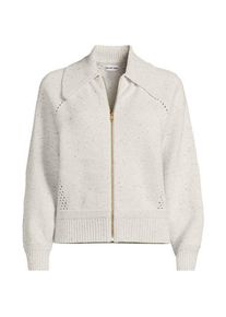 LANDS' END Baumwoll-Zippercardigan mit gro&szlig;em Kragen DRIFTER f&uuml;r Damen, Damen, size: regular, Grau, Baumwolle, by Lands' End