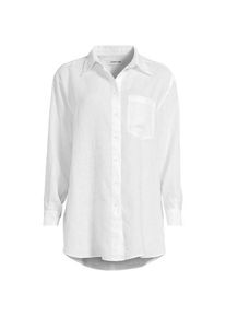 LANDS' END Langes Oversized Premium Reinleinen-Hemd in Petite-Gr&ouml;&szlig;e, Damen, size: petite, Wei&szlig;, Leinen, by Lands' End