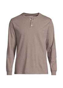 LANDS' END Super-T Langarm-Henleyshirt f&uuml;r Herren, Classic Fit, Herren, size: regular, Braun, Baumwolle, by Lands' End