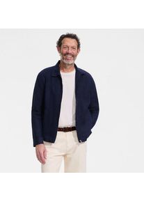 LANDS' END Premium Reinleinen-Bomberjacke, Herren, size: Mens Regular, Blau, Leinen, by Lands' End