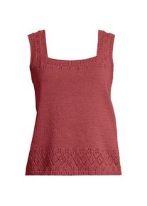 LANDS' END Feinstrick-Top mit Ajourdetails f&uuml;r Damen, Damen, size: regular, Rot, Baumwoll-Mischung/Polyester-Mischung, by Lands' End