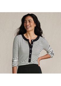 LANDS' END Langarm-Henleyshirt aus Ripp-Jersey f&uuml;r Damen, Damen, size: regular, Elfenbein, Viskose-Mischung/Polyester-Mischung, by Lands' End