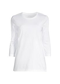 LANDS' END Supima-Shirt mit 3/4-&Auml;rmeln f&uuml;r Damen, Damen, size: regular, Wei&szlig;, Baumwolle, by Lands' End