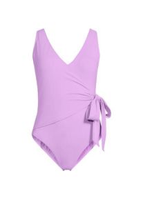 LANDS' END Badeanzug mit seitlichem Bindeband, hohes Bein f&uuml;r Damen, Damen, size: regular, Lila, Nylon-Mischung, by Lands' End