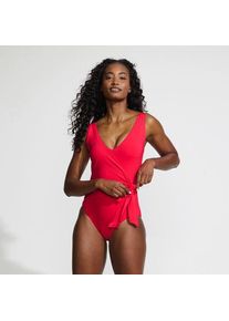 LANDS' END Badeanzug mit seitlichem Bindeband, hohes Bein f&uuml;r Damen, Damen, size: regular, Pink, Nylon-Mischung, by Lands' End