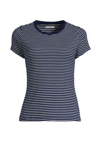 LANDS' END Rippshirt mit kurzen &Auml;rmeln f&uuml;r Damen, Damen, size: regular, Blau, Elasthan/Baumwoll-Mischung, by Lands' End