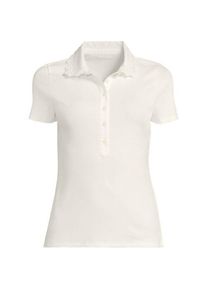 LANDS' END Feinripp-Poloshirt mit Lochmusterkragen, Damen, size: regular, Elfenbein, Baumwoll-Mischung, by Lands' End