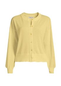 LANDS' END Kurzer Feinstrick-Cardigan aus Baumwolle f&uuml;r Damen in Plus-Gr&ouml;&szlig;e, Damen, size: plus, Gelb, Baumwolle, by Lands' End