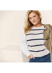 LANDS' END Lagenlook-Pullover Drifter mit Schulterkn&ouml;pfen f&uuml;r Damen, Damen, size: regular, Elfenbein, Baumwolle, by Lands' End