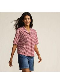 LANDS' END Gingham-Bluse mit kurzen &Auml;rmeln f&uuml;r Damen in Petite-Gr&ouml;&szlig;e, Damen, size: petite, Rot, Baumwolle/Polyester/Polyester-Mischung, by Lands' End