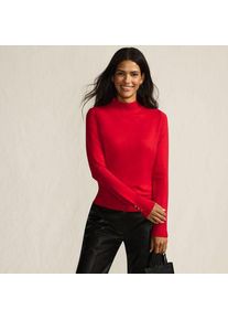 LANDS' END Stehkragenpullover mit &Auml;rmelkn&ouml;pfen f&uuml;r Damen, Damen, size: regular, Rot, Polyester/Nylon/Viskose, by Lands' End