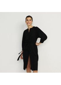 LANDS' END Leinenmix-Kleid mit Ajourdetail f&uuml;r Damen, Damen, size: regular, Schwarz, Leinen/Viskose, by Lands' End