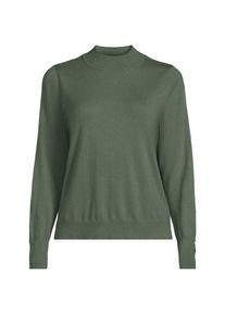 LANDS' END Stehkragenpullover mit &Auml;rmelkn&ouml;pfen f&uuml;r Damen in Petite-Gr&ouml;&szlig;e, Damen, size: petite, Gr&uuml;n, by Lands' End
