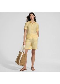 LANDS' END Premium Reinleinen-Hemd mit kurzen &Auml;rmeln f&uuml;r Damen, Damen, size: regular, Gelb, Leinen, by Lands' End