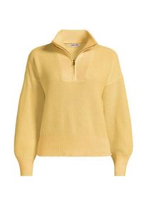 LANDS' END Stehkragenpullover mit Rei&szlig;verschluss DRIFTER f&uuml;r Damen in Petite-Gr&ouml;&szlig;e, Damen, size: petite, Gelb, Baumwolle, by Lands' End