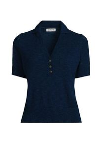 LANDS' END Polopullover mit kurzen &Auml;rmeln f&uuml;r Damen, Damen, size: regular, Blau, Polyacryl/Baumwoll-Mischung, by Lands' End