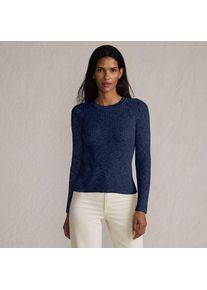 LANDS' END Rippstrick-Pullover aus Baumwollmix f&uuml;r Damen, Damen, size: regular, Blau, Polyacryl/Viskose/Baumwoll-Mischung, by Lands' End