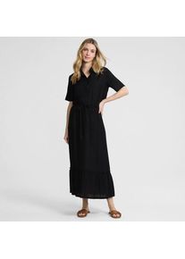 LANDS' END Wadenlanger Ready to Go Volantrock f&uuml;r Damen, Damen, size: regular, Schwarz, Nylon/Viskose, by Lands' End