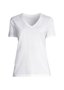 LANDS' END Supima Kurzarm-Shirt mit V-Ausschnitt f&uuml;r Damen in Petite-Gr&ouml;&szlig;e, Damen, size: petite, Wei&szlig;, Baumwolle, by Lands' End