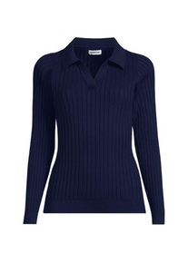 LANDS' END Polopullover aus Seidenmix, Damen, size: regular, Blau, Baumwolle/Seide/Kunstseide, by Lands' End