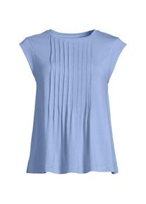 LANDS' END Kurz&auml;rmeliges Biesenshirt aus Baumwolle/Modal-Mix f&uuml;r Damen, Damen, size: regular, Blau, Baumwolle Modal, by Lands' End