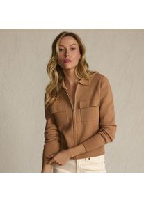LANDS' END Feinstrick-Blazer mit Rei&szlig;verschluss f&uuml;r Damen, Damen, size: regular, Beige, Baumwolle, by Lands' End