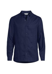 LANDS' END Hemd aus reinem Leinen mit Roll&auml;rmeln f&uuml;r Herren, Herren, size: regular, Blau, Leinen, by Lands' End