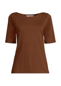 LANDS' END Supima T-Shirt mit U-Boot-Ausschnitt und gekn&ouml;pfter Schulter f&uuml;r Damen, Damen, size: regular, Orange, Baumwolle, by Lands' End