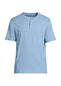 LANDS' END Kurzarm-Super-T Henleyshirt f&uuml;r Herren, Herren, size: regular, Blau, Baumwolle, by Lands' End