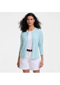 LANDS' END Kaschmir-Cardigan mit rundem Ausschnitt, Damen, size: regular, Blau, Kaschmir, by Lands' End