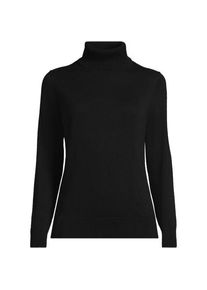 LANDS' END Feinstrick-Rollkragenpullover aus Baumwolle f&uuml;r Damen, Damen, size: regular, Schwarz, Baumwolle, by Lands' End