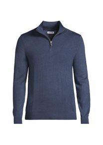 LANDS' END CashTouch Feinstrick-Pullover mit Rei&szlig;verschluss f&uuml;r Herren, Herren, size: regular, Blau, Polyester, by Lands' End