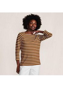 LANDS' END Gestreiftes Baumwollshirt mit 3/4-&Auml;rmeln f&uuml;r Damen in Petite-Gr&ouml;&szlig;e, Damen, size: petite, Braun, Baumwolle, by Lands' End