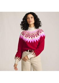 LANDS' END Flauschiger Fair Isle Pullover mit Ballon&auml;rmeln f&uuml;r Damen, Damen, size: regular, Rot, Polyester-Mischung/Nylon-Mischung, by Lands' End