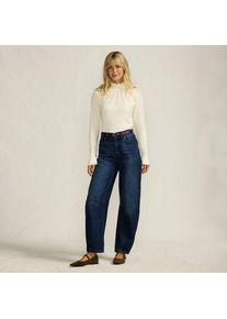 LANDS' END Soft Denim Relaxte Barrel-Jeans Mid Waist in Petite-Gr&ouml;&szlig;e, Damen, size: petite, Blau, Elasthan/Baumwoll-Mischung, by Lands' End