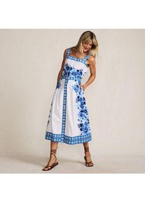 LANDS' END Midirock aus Baumwoll-Popeline f&uuml;r Damen, Damen, size: regular, Blau, Baumwolle, by Lands' End