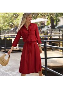 LANDS' END Midirock aus Leinenmix f&uuml;r Damen, Damen, size: regular, Orange, Leinen/Viskose, by Lands' End