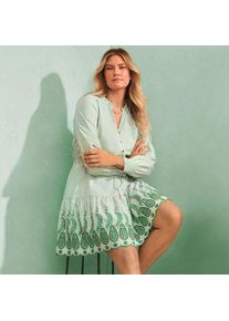 LANDS' END Minikleid mit Lochstickerei f&uuml;r Damen, Damen, size: regular, Gr&uuml;n, Baumwolle, by Lands' End