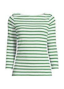 LANDS' END Gestreiftes Baumwollshirt mit 3/4-&Auml;rmeln f&uuml;r Damen in Plus-Gr&ouml;&szlig;e, Damen, size: plus, Elfenbein, Baumwolle, by Lands' End