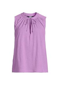 LANDS' END Top aus Leinenmix mit Bindekragen f&uuml;r Damen, Damen, size: regular, Lila, Leinen, by Lands' End