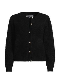 LANDS' END Boucl&eacute;-Cardigan mit goldfarbenen Kn&ouml;pfen f&uuml;r Damen in Petite-Gr&ouml;&szlig;e, Damen, size: petite, Schwarz, Wolle/Polyester/Polyacryl, by Lands' End