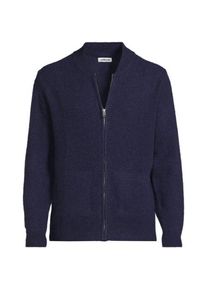 LANDS' END Wool Touch Cardigan mit Rei&szlig;verschluss f&uuml;r Herren, Herren, size: regular, Blau, Wolle/Polyester/Nylon, by Lands' End
