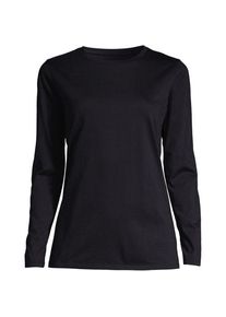 LANDS' END Supima-Shirt, Langarm in Petite-Gr&ouml;&szlig;e, Damen, size: petite, Schwarz, Baumwolle, by Lands' End