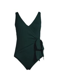 LANDS' END Badeanzug mit seitlichem Bindeband, hohes Bein f&uuml;r Damen, Damen, size: regular, Gr&uuml;n, Nylon-Mischung, by Lands' End